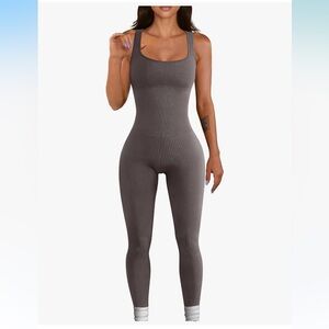 OQQ Women's Yoga Ribbed One Piece Tank Top Sleeveless Exercise JumpSuit Romper